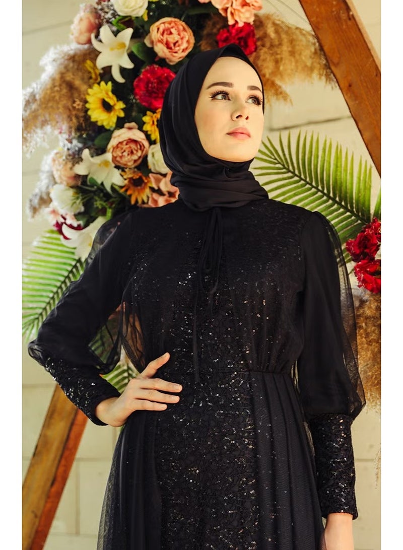 سيفا ميرفي فستان سهرة لامع 5346-02 أسود - Image 4